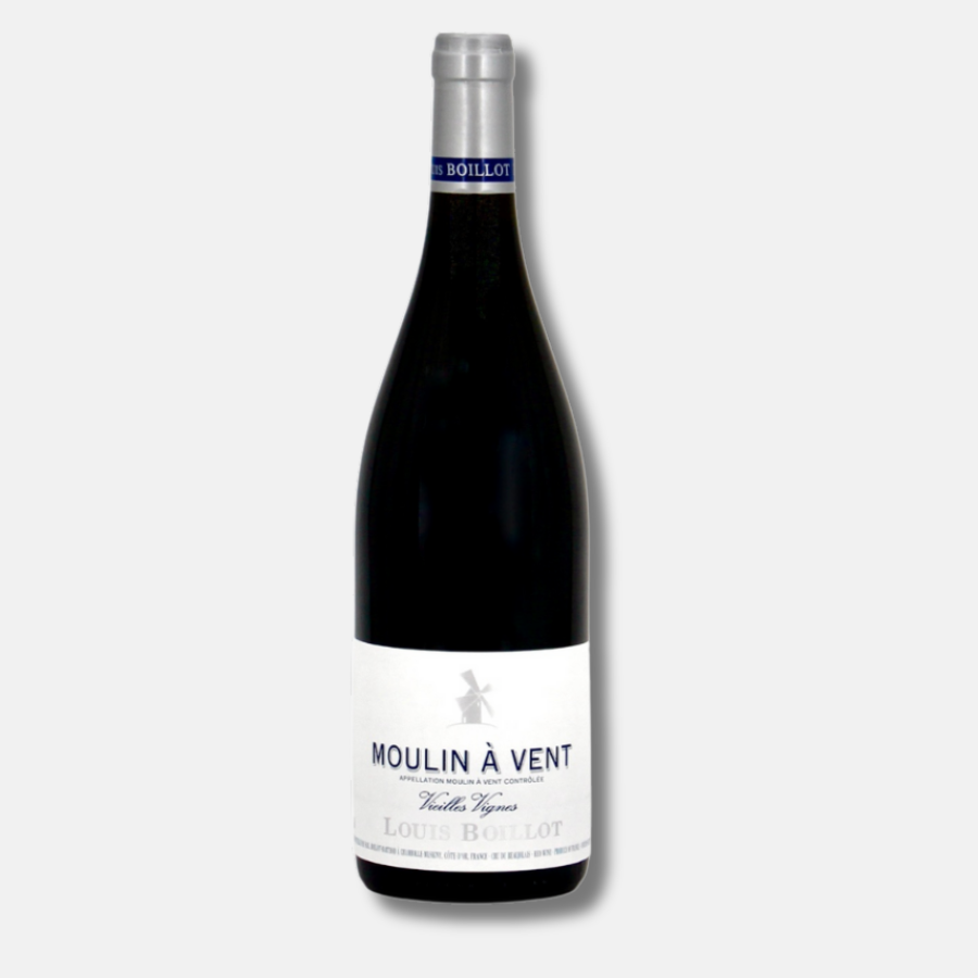Moulin-à-Vent 2022 de Louis Boillot : un Gamay profond, floral et épicé, issu de vieilles vignes. Texture veloutée, finale longue et raffinée.