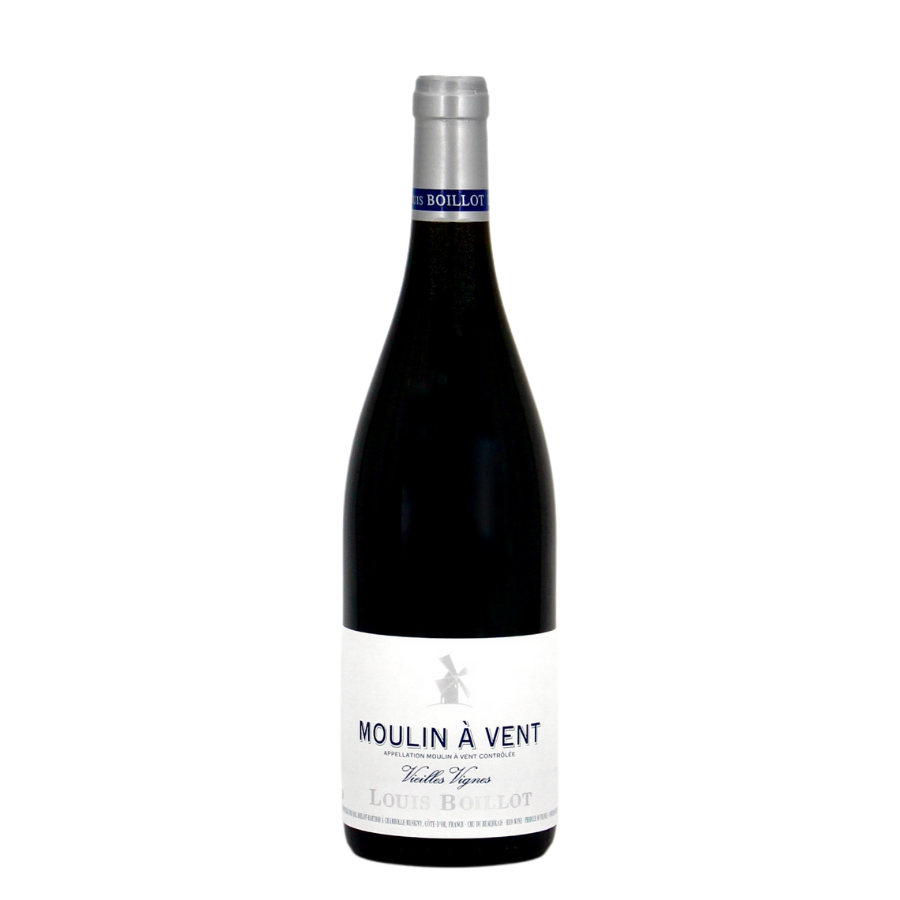 Moulin-à-Vent 2022 de Louis Boillot : un Gamay profond, floral et épicé, issu de vieilles vignes. Texture veloutée, finale longue et raffinée.