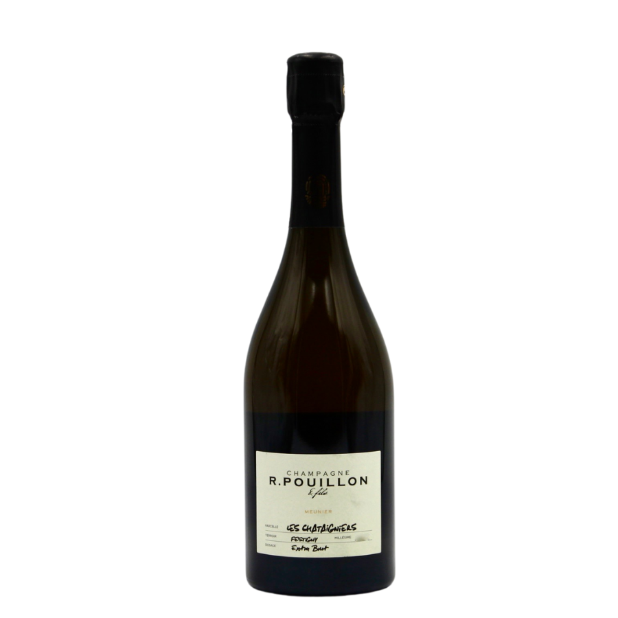 Bouteille de champagne Pouillon Les Chataigniers, entre élégance crayeuse et structure vineuse