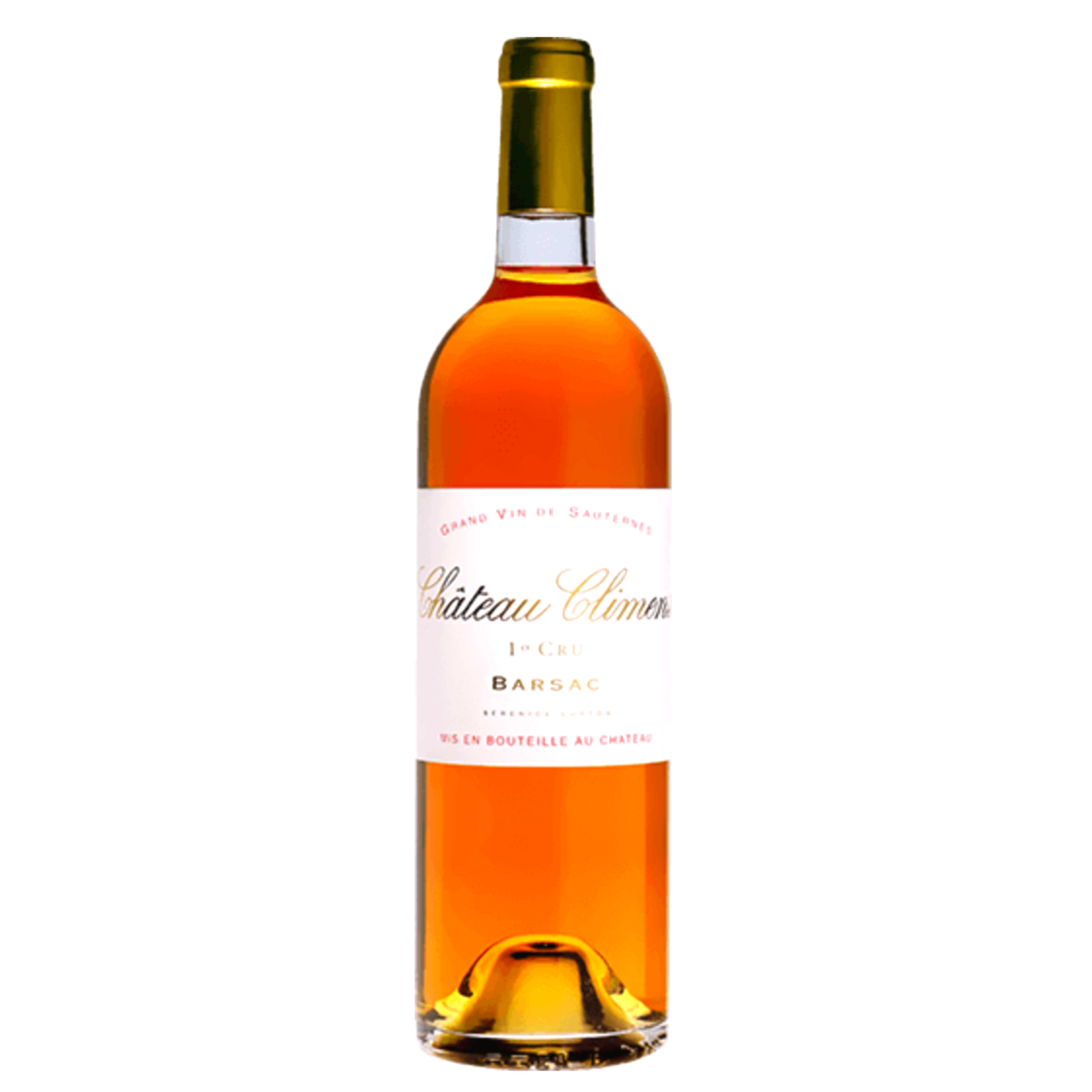 Bouteille de Château Climens 1er Cru Barsac, un vin liquoreux d’exception issu de l’appellation Sauternes, réputé pour son équilibre entre douceur et fraîcheur.