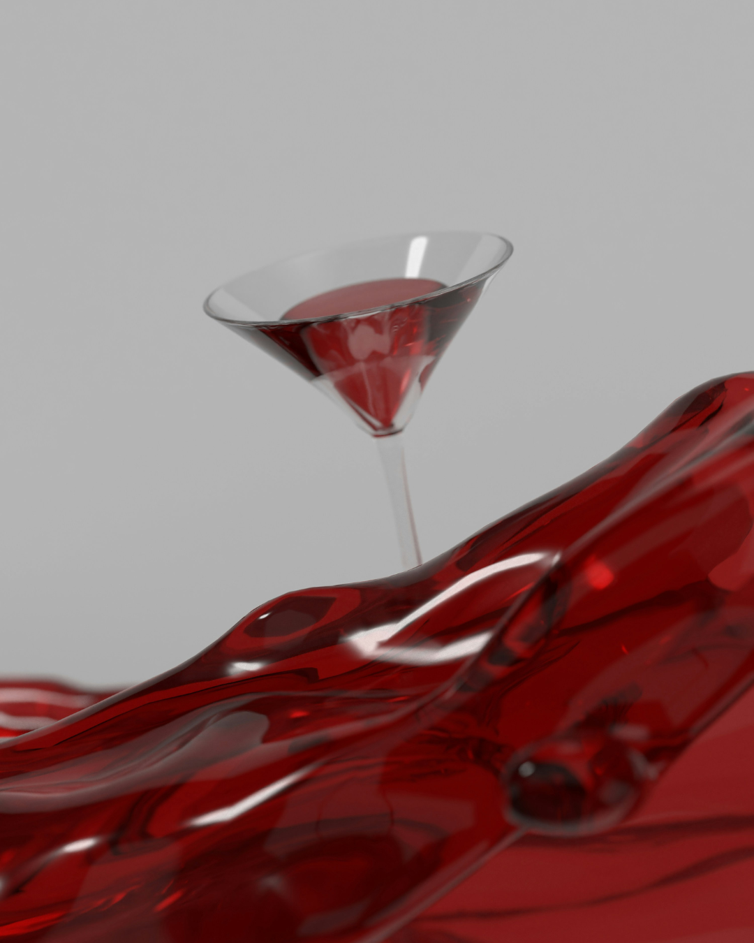 aesthetic cocktail martini dans une piscine rouge