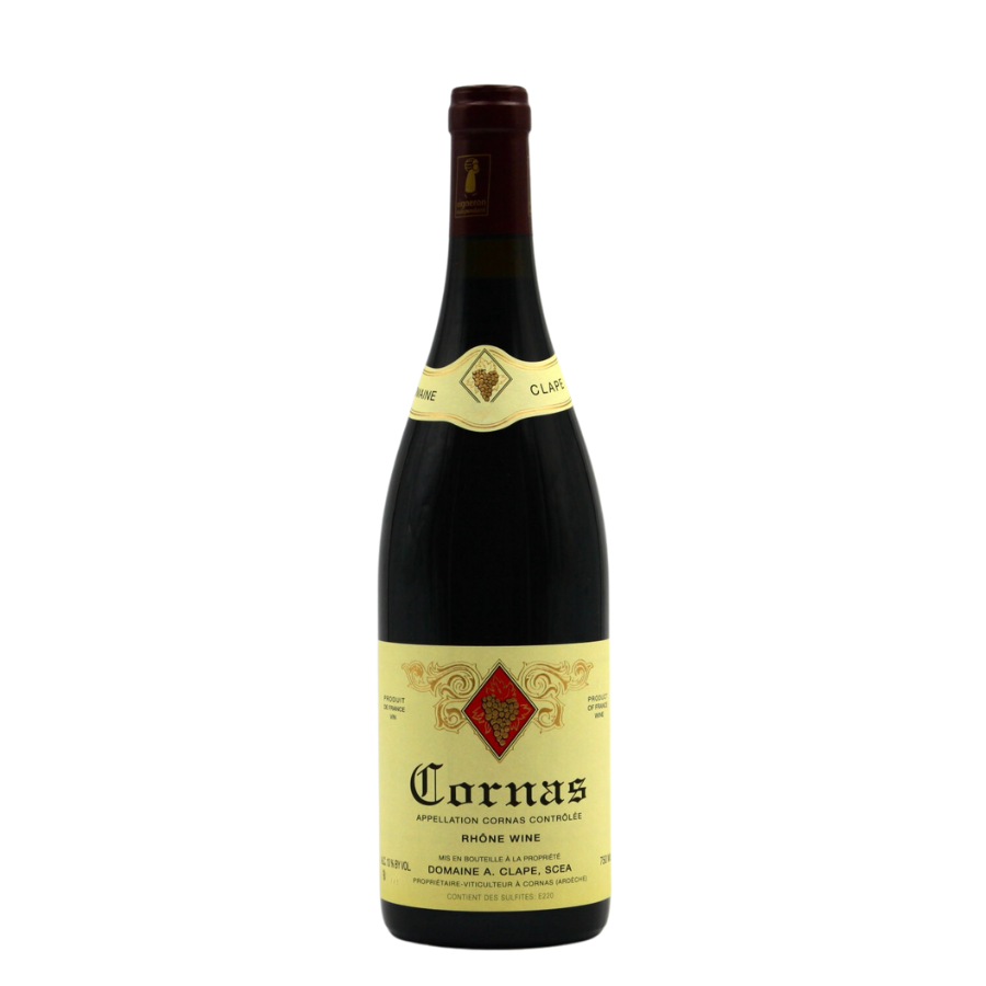 Domaine Auguste Clape Cornas 2018 – une Syrah magistrale, intense et épicée, révélant des arômes de cassis, tapenade et réglisse