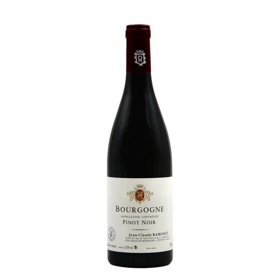 Domaine Ramonet Bourgogne Pinot Noir 2018 – un vin tout en fraîcheur et gourmandise, avec des notes de petits fruits rouges et une belle vivacité