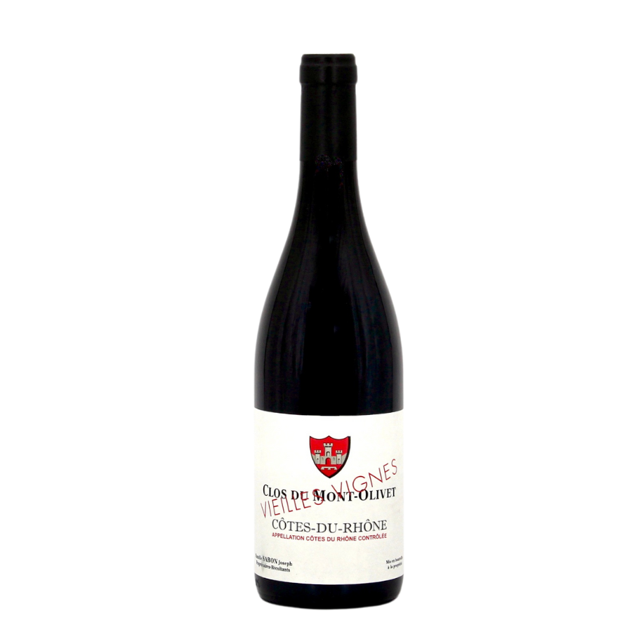 Clos du Mont-Olivet Côtes du Rhône Vieilles Vignes 2021 – un assemblage puissant de Grenache et Syrah, sur des notes de garrigue, de cassis et de poivre noir