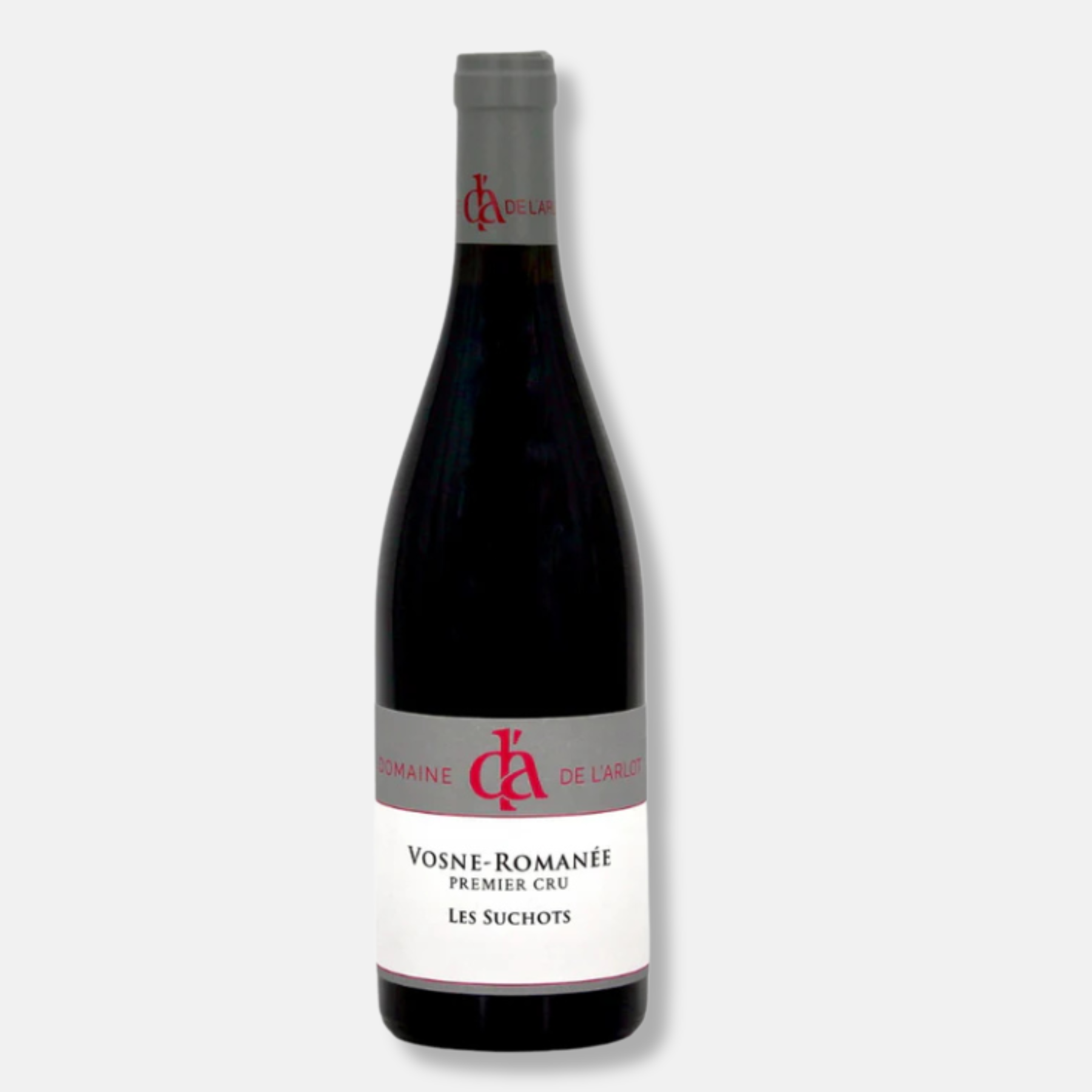 Bouteille de Vosne-Romanée Premier Cru Les Suchots du Domaine de l'Arlot, un Pinot Noir raffiné aux notes de fruits noirs et de sous-bois