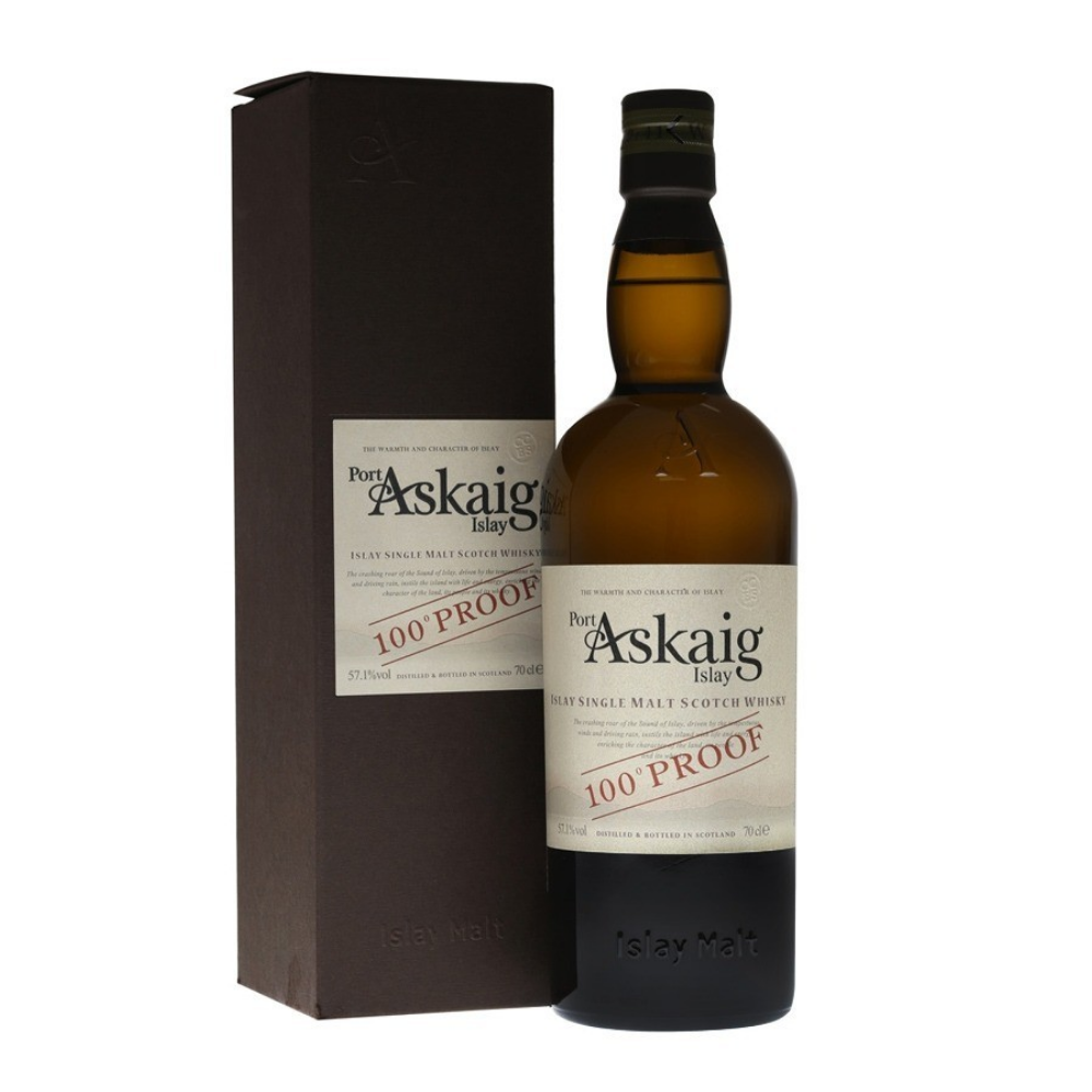 Whisky écossais Port Askaig 100 Proof avec son coffret