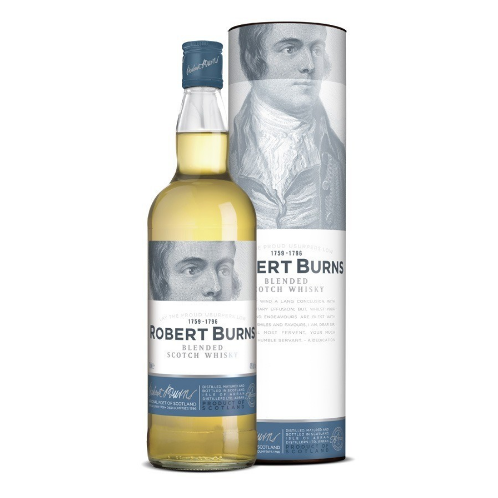 Robert Burns Blended Scotch Whisky – Hommage au poète écossais, ce blend élégant dévoile des notes maltées, vanillées et épicées. Idéal pour les amateurs de whisky écossais.